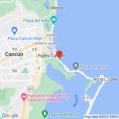 map from Cancun Airport to Marina Las Perlas