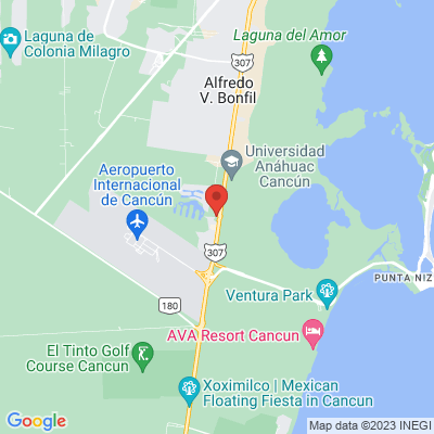 map from Cancun Airport to Fairfield Inn & Suites by Marriott Cancun Airport