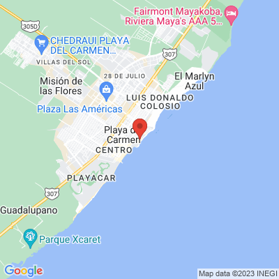 map from Cancun Airport to Aldea Thai by Bric