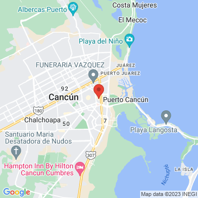 map from Cancun Airport to Tulipanes LB