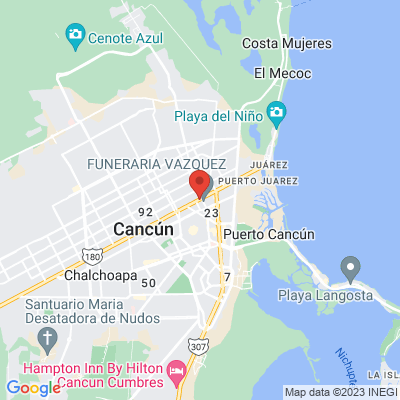 map from Cancun Airport to Hotel Santa María