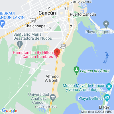 map from Cancun Airport to La Europea Plaza Cumbres