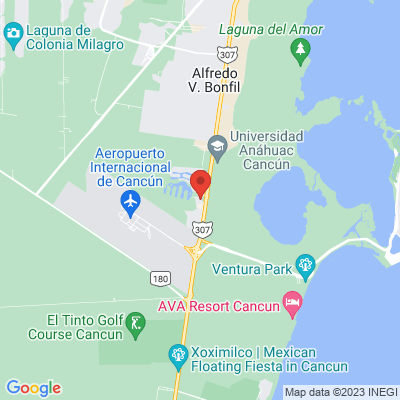map from Cancun Airport to Courtyard by Marriott Cancun Airport