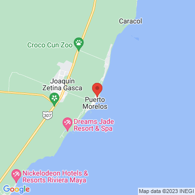 map from Cancun Airport to Hotel ojo de agua Puerto Morelos Q Roo