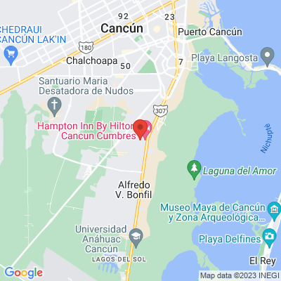 map from Cancun Airport to Residencial Cumbres