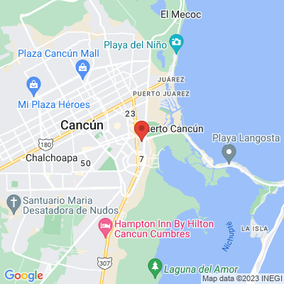 map from Cancun Airport to capilla ecumenica