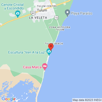 map from Cancun Airport to Cabañas La Luna
