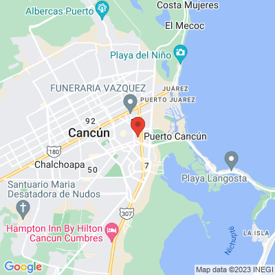 map from Cancun Airport to Fiesta Party Hostel - Cancun