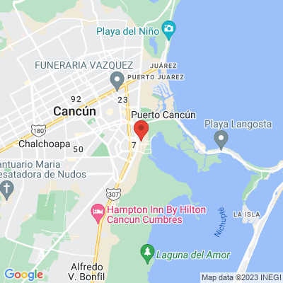 map from Cancun Airport to Azuna Professional Medical Center