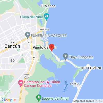 map from Cancun Airport to Ocean View Cancun Arenas