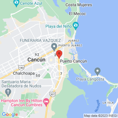 map from Cancun Airport to Hotel Parador Cancun