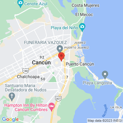 map from Cancun Airport to Hotel Adhara Express