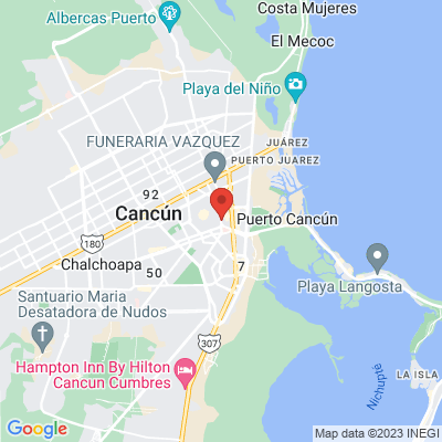 map from Cancun Airport to Hotel Maria de Lourdes