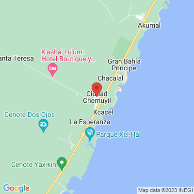 map from Cancun Airport to Ciudad Chemuyil