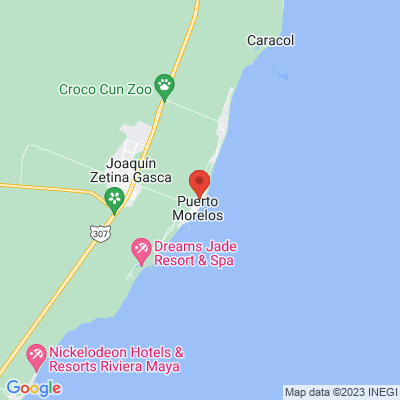 map from Cancun Airport to Hotel Villas del Mar Puerto Morelos