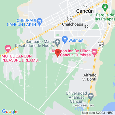 map from Cancun Airport to Jardines Del Sur 3