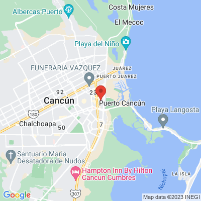 map from Cancun Airport to Mezcal Hostel Cancún