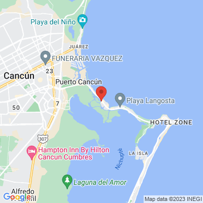 map from Cancun Airport to Marina Kaybal