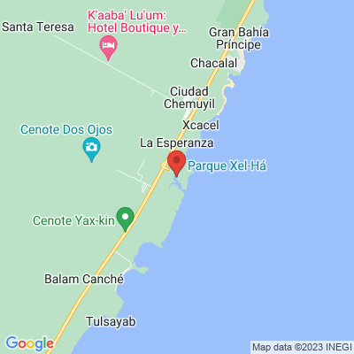 map from Cancun Airport to Xel-Há Park