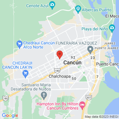 map from Cancun Airport to Avenida Puerto Juárez